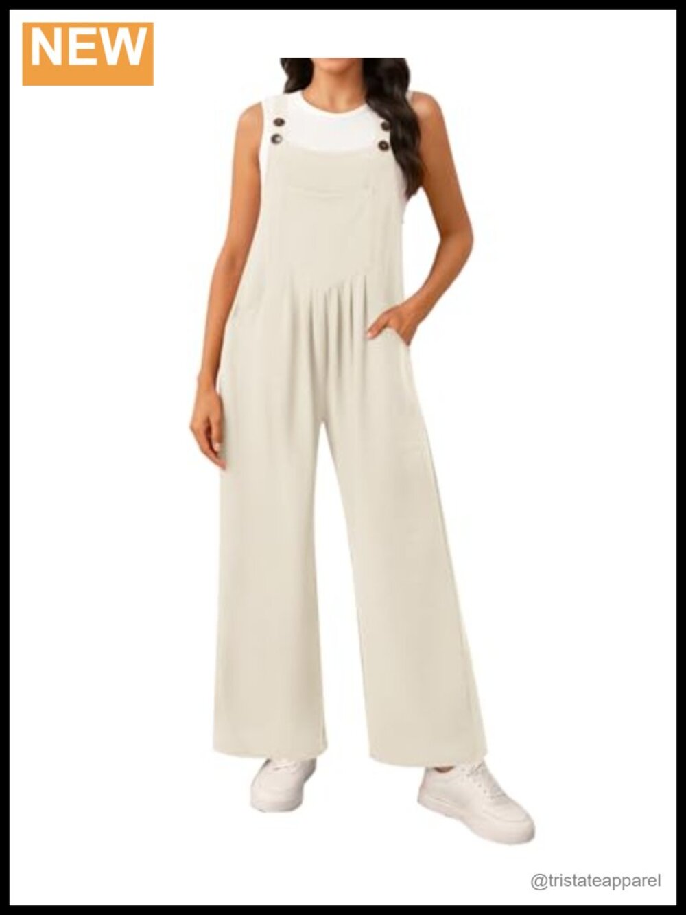 Wide Leg Bib Overalls Loose Fit Sleeveless Jumpsuit with Pockets
